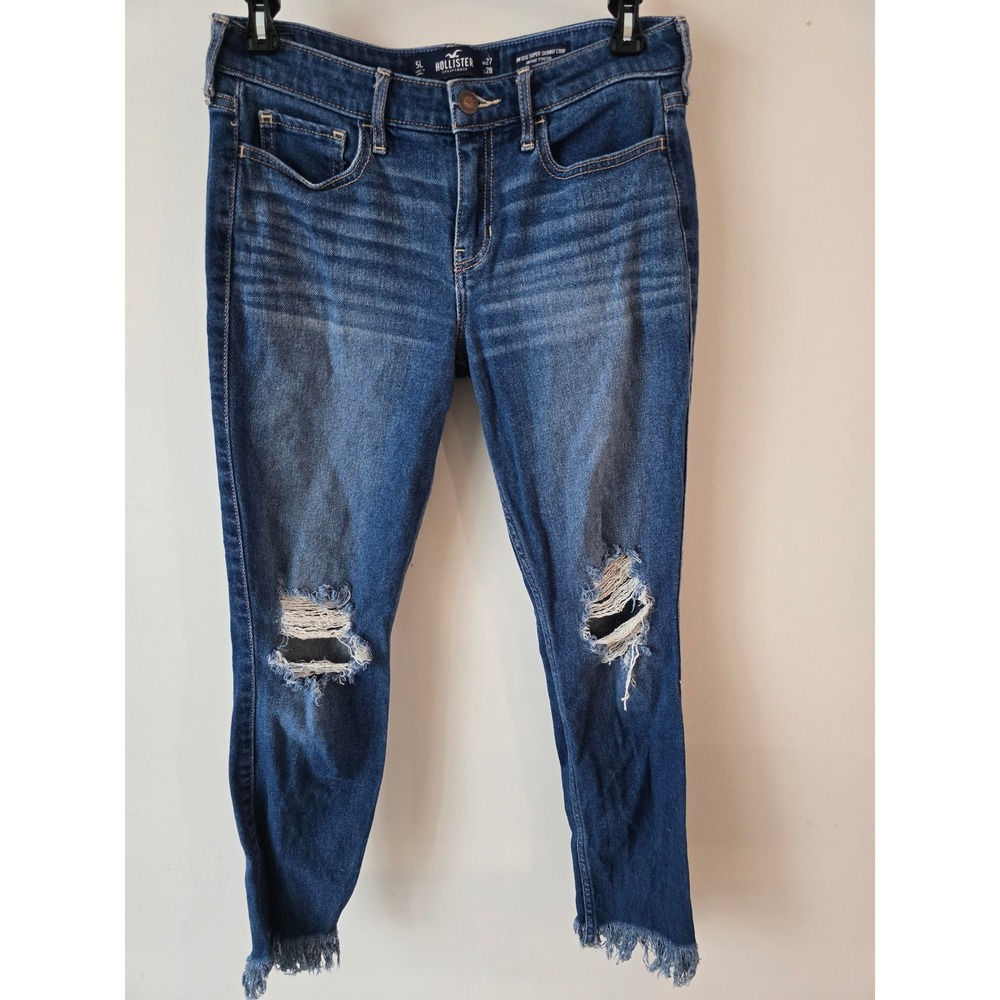 Hollister Low‎ Rise Super Skinny Crop Distressed Frayed Hem Jeans W27 L28